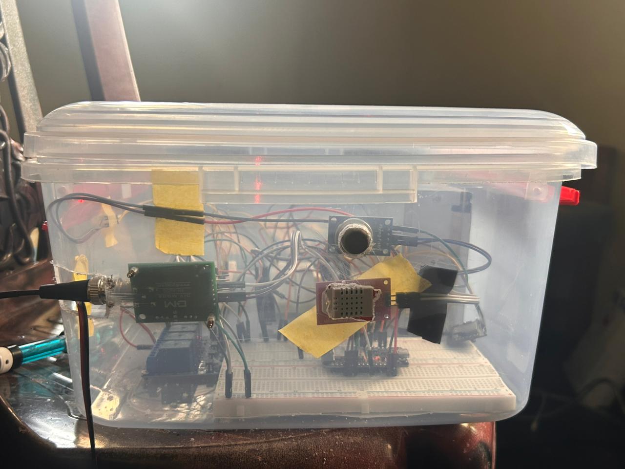 Sensor and controller unit inside the hydroponic prototype